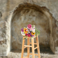 Aperturee - Aperturee Retro Shabby Beige Arch Architecture Photo Backdrop