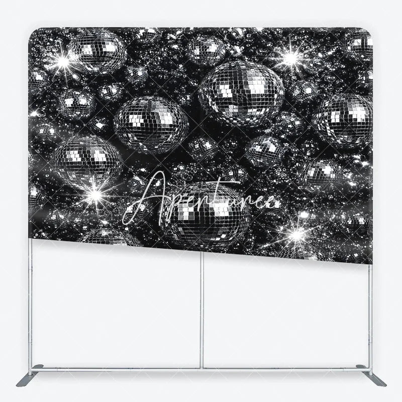 Aperturee - Aperturee Retro Silver Disco Ball Square Double-Sided Backdrop Sparkling Dance Party and Music Celebration Decor