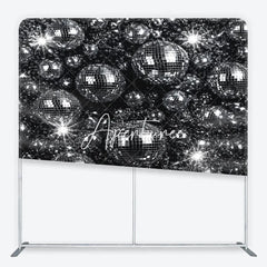 Aperturee - Aperturee Retro Silver Disco Ball Square Double-Sided Backdrop Sparkling Dance Party and Music Celebration Decor