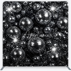 Aperturee - Aperturee Retro Silver Disco Ball Square Double-Sided Backdrop Sparkling Dance Party and Music Celebration Decor