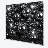 Aperturee - Aperturee Retro Silver Disco Ball Square Double-Sided Backdrop Sparkling Dance Party and Music Celebration Decor