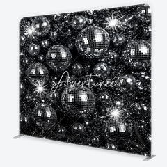 Aperturee - Aperturee Retro Silver Disco Ball Square Double-Sided Backdrop Sparkling Dance Party and Music Celebration Decor