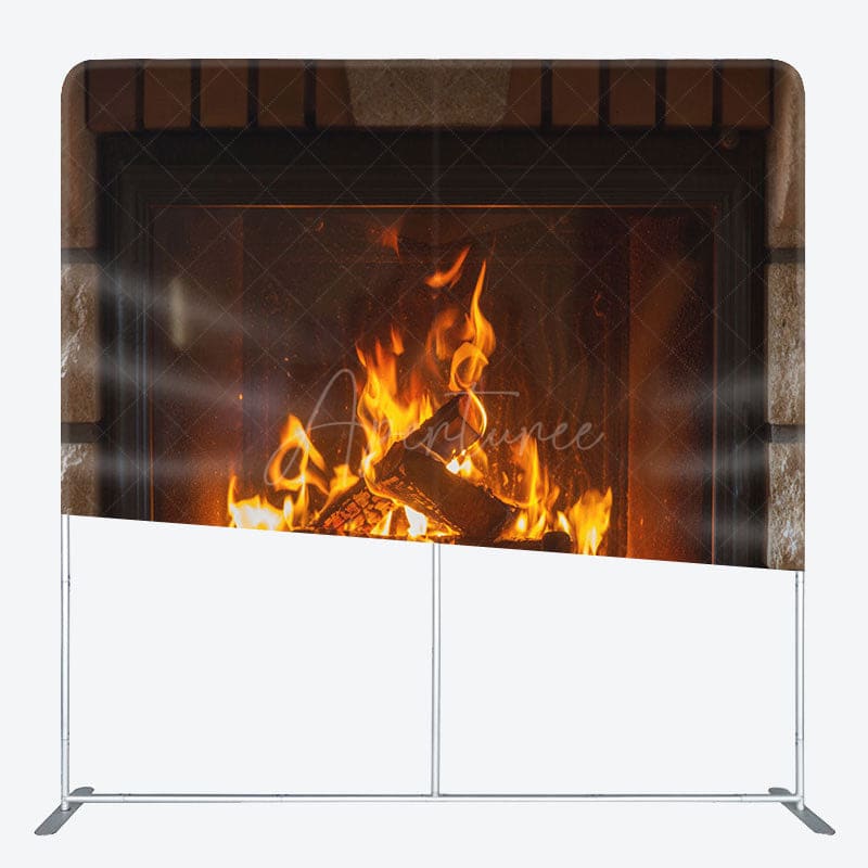 Aperturee - Aperturee Retro Stone Fireplace Pillow Cover Xmas Backdrop