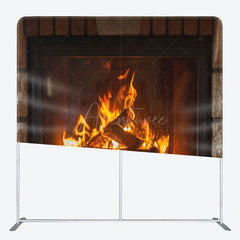 Aperturee - Aperturee Retro Stone Fireplace Pillow Cover Xmas Backdrop