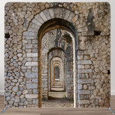 Aperturee - Aperturee Retro Stones Arch Corridor Photo Pillow Case Backdrop