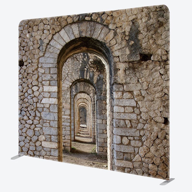 Aperturee - Aperturee Retro Stones Arch Corridor Photo Pillow Case Backdrop