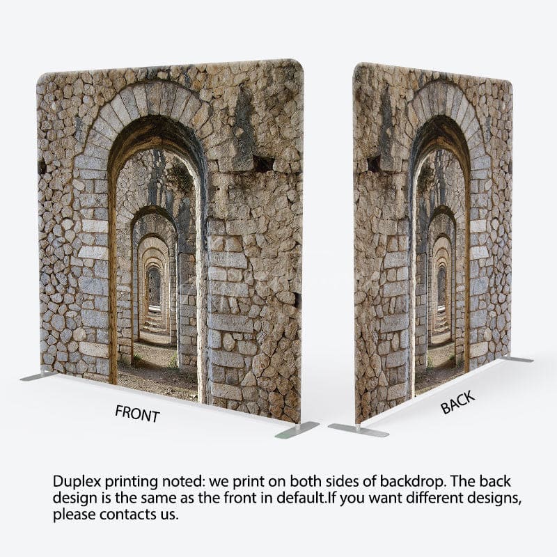 Aperturee - Aperturee Retro Stones Arch Corridor Photo Pillow Case Backdrop