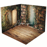 Aperturee - Aperturee Retro Story Book Shelf Greenery Room Set Backdrop