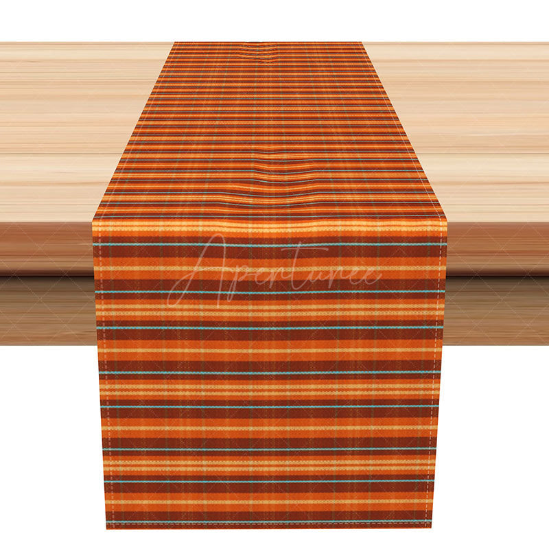 Aperturee - Aperturee Retro Summer Stripe Table Runner in Warm Tones for Old Style and Mid-Century Modern Kitchen Decor