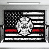 Aperturee - Aperturee Retro Usa Flag Fire Department Backdrop For Party