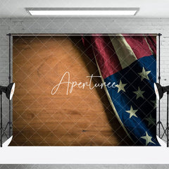 Aperturee - Aperturee Retro Usa Flag Natural Wood Grain Photo Backdrop