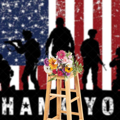 Aperturee - Aperturee Retro Usa Flag Special Forces Thank You Backdrop