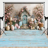 Aperturee - Aperturee Retro Wall Floor Floral Egg Easter Combo Set Backdrop