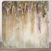 Aperturee - Aperturee Retro Wall Floral Plant Spring Pillow Cover Backdrop