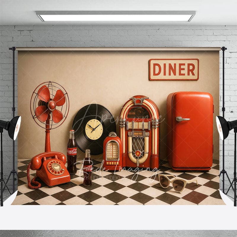 Aperturee - Aperturee Retro Wall Record Vinyl Photo Cake Smash Backdrop