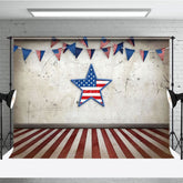 Aperturee - Aperturee Retro Wall Usa Flag Stars Independence Day Backdrop