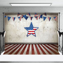 Aperturee - Aperturee Retro Wall Usa Flag Stars Independence Day Backdrop