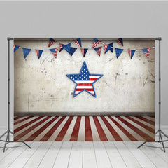 Aperturee - Aperturee Retro Wall Usa Flag Stars Independence Day Backdrop