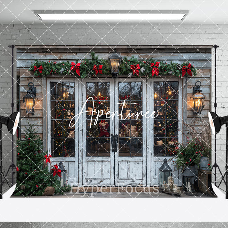Aperturee - Aperturee Retro White Christmas Vibe Store Room Set Backdrop