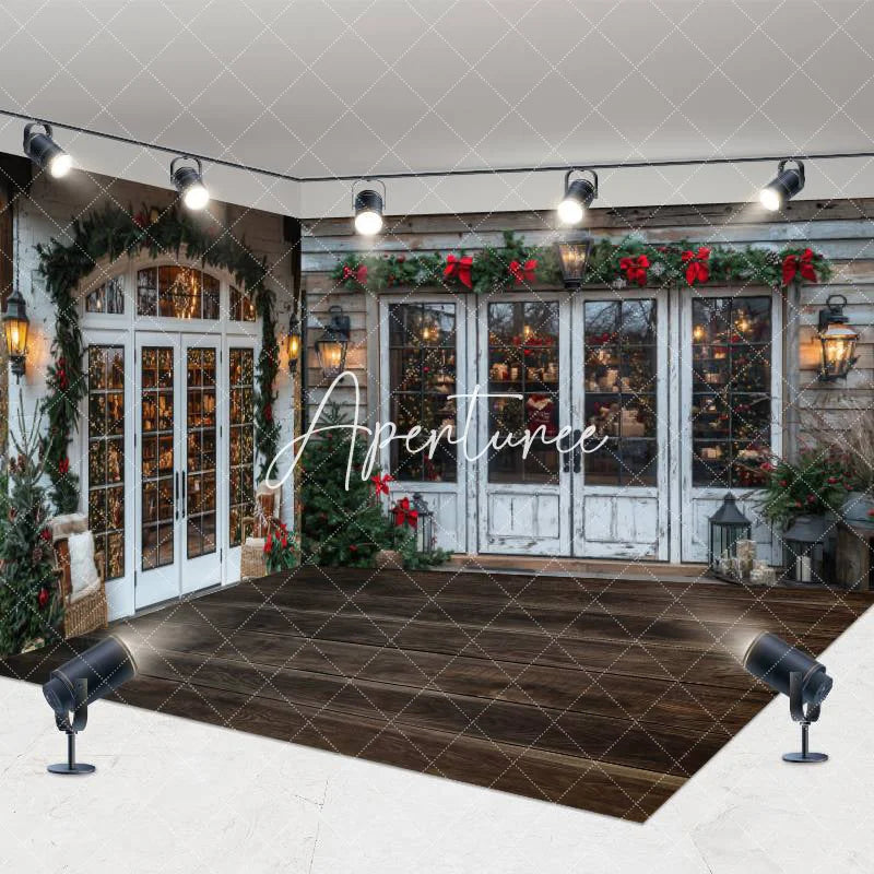 Aperturee - Aperturee Retro White Christmas Vibe Store Room Set Backdrop
