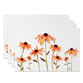 Aperturee - Aperturee Retro White Orange Faded Floral Set Of 4 Placemats