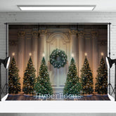 Aperturee - Aperturee Retro White Palace Wall Xmas Tree Christmas Backdrop