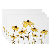 Aperturee - Aperturee Retro White Yellow Faded Floral Set Of 4 Placemats