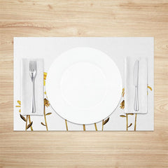 Aperturee - Aperturee Retro White Yellow Faded Floral Set Of 4 Placemats