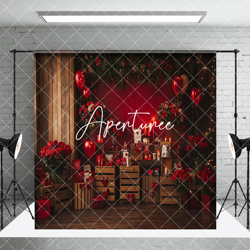 Aperturee - Aperturee Retro Wood Cabinet Valentines Vibe Room Set Backdrop