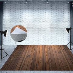 Aperturee - Aperturee Retro Wooden Brown Floral Shop Room Set Backdrop