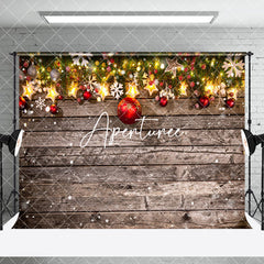 Aperturee - Aperturee Retro Wooden Snowy Christmas Vibe Room Set Backdrop