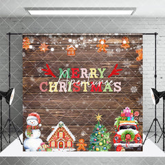 Aperturee - Aperturee Retro Wooden Snowy Christmas Vibe Room Set Backdrop