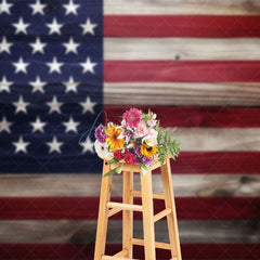 Aperturee - Aperturee Retro Wooden Usa Flag Independence Day Photo Backdrop