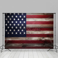 Aperturee - Aperturee Retro Wooden Usa Flag Independence Day Photo Backdrop