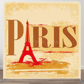 Aperturee - Aperturee Retro Yellow Eiffel Tower Paris Pillow Case Backdrop