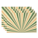 Aperturee - Aperturee Retro Yellow Green Sunburst Rays Set Of 4 Placemats