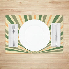 Aperturee - Aperturee Retro Yellow Green Sunburst Rays Set Of 4 Placemats