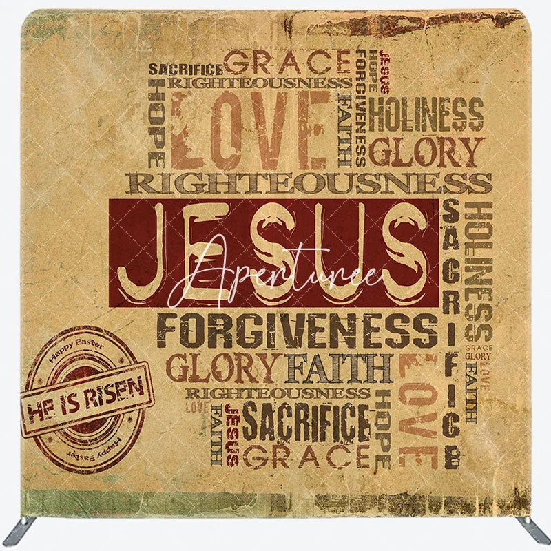Aperturee - Aperturee Retro Yellow Love Jesus Paper Christmas Backdrop