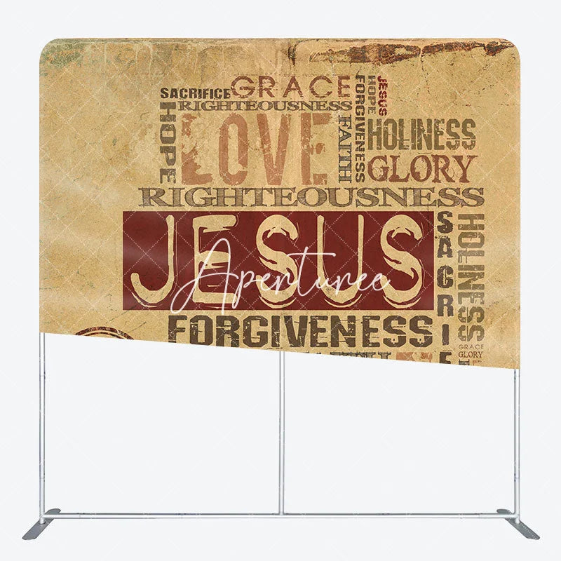 Aperturee - Aperturee Retro Yellow Love Jesus Paper Christmas Backdrop
