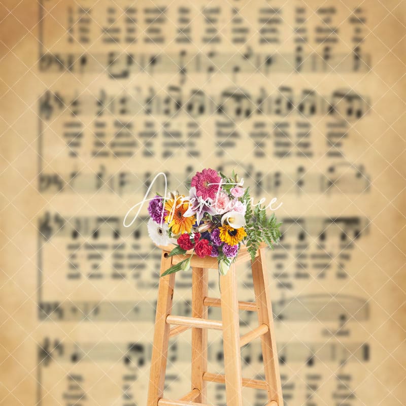 Aperturee - Aperturee Retro Yellow Staff Note Holy Bible Text Backdrop