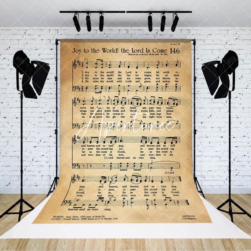 Aperturee - Aperturee Retro Yellow Staff Note Holy Bible Text Backdrop