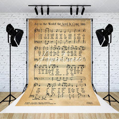 Aperturee - Aperturee Retro Yellow Staff Note Holy Bible Text Backdrop