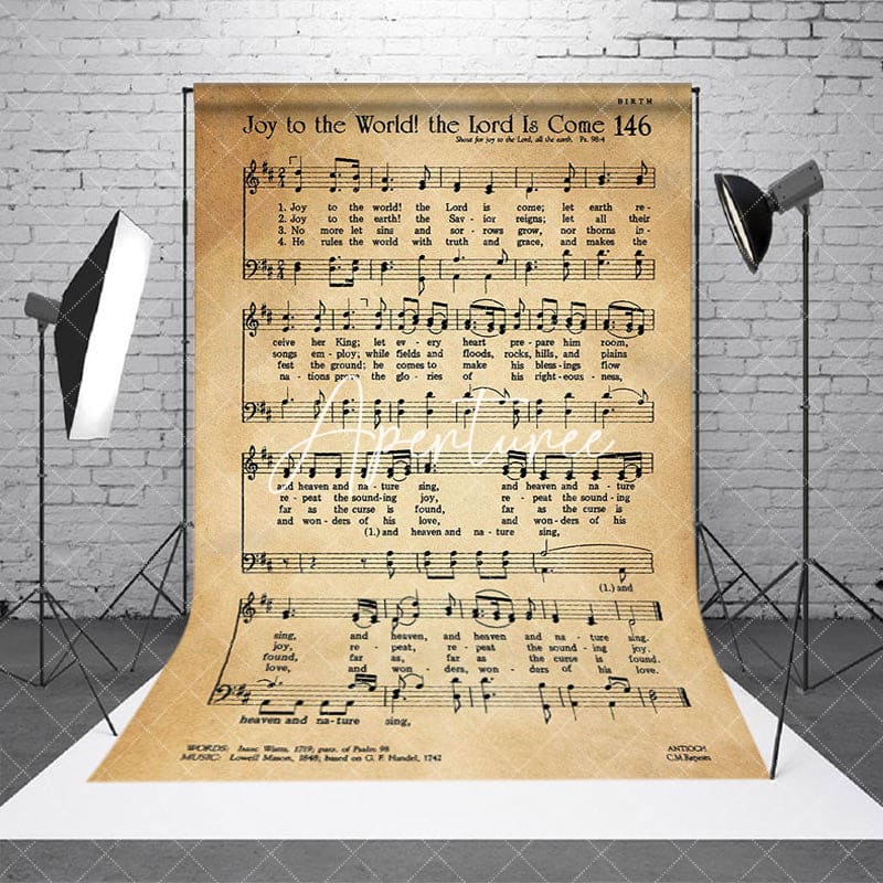 Aperturee - Aperturee Retro Yellow Staff Note Holy Bible Text Backdrop
