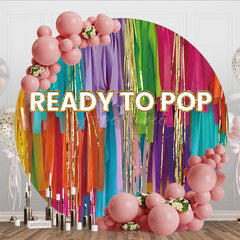 Aperturee - Aperturee Ribbons Ready To Pop Baby Shower Round Backdrop