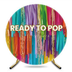 Aperturee - Aperturee Ribbons Ready To Pop Baby Shower Round Backdrop