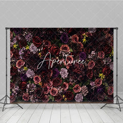 Aperturee - Aperturee Rich Burgundy and Purple Floral Rose Dahlia Hydrangea Photography Backdrop Elegant Romantic Photo Background