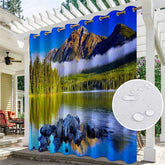 Aperturee - Aperturee River Landscape Waterproof Pattern Outdoor Curtains For Patio