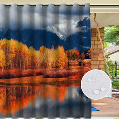 Aperturee - Aperturee River Maple Waterproof Printed Outdoor Curtains For Gazebo