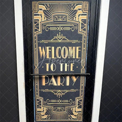 Aperturee - Aperturee Roaring 20s Black and Gold Door Cover Art Deco Welcome to The Party Sign Decoration