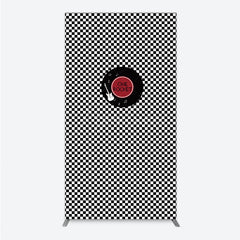 Aperturee - Aperturee Rock and Roll Music Rectangle Backdrop Black and White Checkerboard with Vinyl Record One Rocket Birthday Party Decor